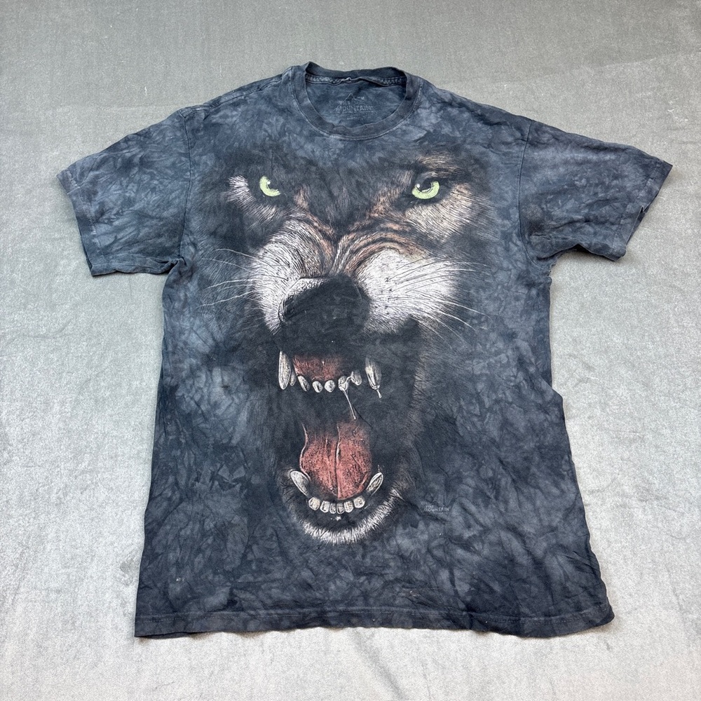 VTG‎ The Mountain Wolf Graphic T-Shirt Tie Dye Black Animal Tee Men’s M
